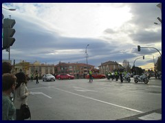 Murcia City Centre South part - Team cars pass at Plaza Martínez Tornel.